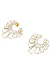 Shop_Isharya_Gold Plated Baguette Mirror Earrings _at_Aza_Fashions