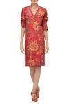 Buy_Tarun Tahiliani_Red Silk Overlap Dress_at_Aza_Fashions