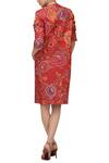 Shop_Tarun Tahiliani_Red Silk Overlap Dress_at_Aza_Fashions