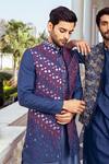 Diyarajvvir_Blue , Satin Cut Work, Embroidery, Indigo Bundi And Kurta Set _Online_at_Aza_Fashions