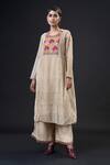 Shop_ADITYA SIKAND_Beige 70% Organic Cotton Embellished Round Embroidered Kurta Set _at_Aza_Fashions