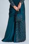 Shop_suruchi parakh_Green Tussar Silk And Georgette Crepe Lining Jacket & Pre-draped Saree Set_Online_at_Aza_Fashions