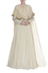 Buy_Bhumika Sharma_Off White Anarkali Gown With Embroidered Cape_at_Aza_Fashions