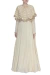 Buy_Bhumika Sharma_Off White Anarkali Gown With Embroidered Cape_Online_at_Aza_Fashions