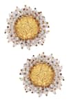 Gewels by Mona_Gold Plated Artificial Stones Circular Design Stud Earrings_Online_at_Aza_Fashions