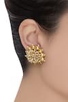 Shop_Gewels by Mona_Gold Plated Artificial Stones Circular Design Stud Earrings_at_Aza_Fashions