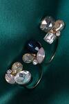 Buy_Gewels by Mona_Floral And Stone Embellished Double Finger Ring_at_Aza_Fashions