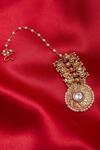 Buy_Gewels by Mona_Gold Plated Artificial Stones Antique Maangtikka With Pearls_at_Aza_Fashions