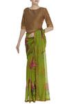 Buy_Payal Pratap_Green Diagonal Print Blouse_at_Aza_Fashions