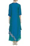 Shop_Zeel Doshi_Blue Silk Bandhani Round Bhadhani Asymmetric Tunic  _at_Aza_Fashions