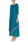 Buy_Zeel Doshi_Blue Silk Bandhani Round Bhadhani Asymmetric Tunic  _Online_at_Aza_Fashions