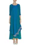 Shop_Zeel Doshi_Blue Silk Bandhani Round Bhadhani Asymmetric Tunic  _Online_at_Aza_Fashions