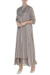 Buy_Zeel Doshi_Grey Silk Embroidered Sequins Mandarin Embellished Yoke Layered Tunic  _at_Aza_Fashions