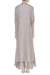 Shop_Zeel Doshi_Grey Silk Embroidered Sequins Mandarin Embellished Yoke Layered Tunic  _at_Aza_Fashions