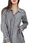 S & V Designs_Black Checkered Shirt Dress_Online_at_Aza_Fashions