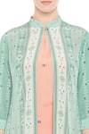 Buy_Soup by Sougat Paul_Peach Silk Embroidered Beads Mandarin Printed Jacket With Tunic  _Online_at_Aza_Fashions