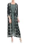 Buy_Soup By Sougat Paul_Green Crepe Geometric Motifs Jumpsuit Round Neck Printed With Jacket _at_Aza_Fashions