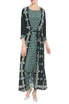 Buy_Soup By Sougat Paul_Green Crepe Geometric Motifs Jumpsuit Round Neck Printed With Jacket _Online_at_Aza_Fashions