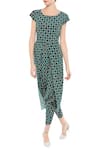 Shop_Soup By Sougat Paul_Green Crepe Geometric Motifs Jumpsuit Round Neck Printed With Jacket _Online_at_Aza_Fashions