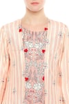 Shop_Soup by Sougat Paul_Peach Silk Embroidered Beads Printed Kurta With Long Striped Jacket  _Online_at_Aza_Fashions