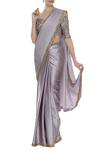 Buy_Manish Malhotra_Silver Sequin Embroidered Border Saree With Blouse_at_Aza_Fashions