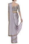 Shop_Manish Malhotra_Silver Sequin Embroidered Border Saree With Blouse_at_Aza_Fashions