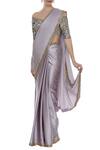 Manish Malhotra_Silver Sequin Embroidered Border Saree With Blouse_Online_at_Aza_Fashions