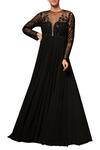 Buy_Mahima Mahajan_Black Georgette Embroidered Sequins Round Embellished Sheer Anarkali Set _at_Aza_Fashions