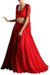 Buy_Mahima Mahajan_Red Georgette Embroidered Embellished Sheer Jacket With Skirt And Ruched Blouse _at_Aza_Fashions