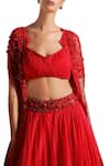 Mahima Mahajan_Red Georgette Embroidered Embellished Sheer Jacket With Skirt And Ruched Blouse _Online_at_Aza_Fashions