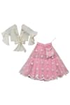 Fayon Kids_Pink Cotton, Net, Silk Embroidery Baby Lehenga Set _Online_at_Aza_Fashions
