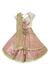 Shop_Fayon Kids_White Chanderi, Cotton, Silk Sequins Lehenga Set _at_Aza_Fashions
