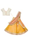 Fayon Kids_Yellow Cotton, Silk, Chanderi Sequins White Choli With Lehenga And Dupatta _Online_at_Aza_Fashions