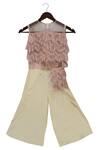 Buy_Fayon Kids_Beige Palazzo Pants With Fringe Top For Girls_at_Aza_Fashions