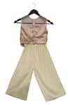 Shop_Fayon Kids_Beige Palazzo Pants With Fringe Top For Girls_at_Aza_Fashions