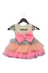 Shop Fayon Kids Multi Color Organza, Silk Pearls, Bows Frill Dress at Aza Fashions Shop_Fayon Kids_Multi Color Organza, Silk Pearls, Bows Frill Dress _at_Aza_Fashions