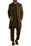Buy Nakita Singh Green Handwoven Silk Sherwani at Aza Fashions Buy_Nakita Singh_Green Handwoven Silk Sherwani_at_Aza_Fashions