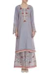 Shop_Abhi Singh_Grey Chanderi Silk Kurta Palazzo Set  _Online_at_Aza_Fashions