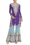 Buy_Abhi Singh_Purple Embroidered Kurta Sharara Set  _at_Aza_Fashions
