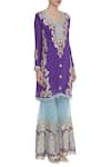 Abhi Singh_Purple Embroidered Kurta Sharara Set  _Online_at_Aza_Fashions