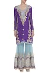 Shop_Abhi Singh_Purple Embroidered Kurta Sharara Set  _Online_at_Aza_Fashions