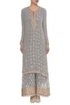 Shop_Abhi Singh_Grey Embroidered Kurta Palazzo Set  _Online_at_Aza_Fashions