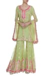 Buy_Abhi Singh_Green Embroidered Kurta Sharara Set  _at_Aza_Fashions