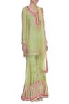 Abhi Singh_Green Embroidered Kurta Sharara Set  _Online_at_Aza_Fashions
