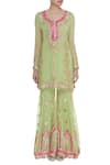 Shop_Abhi Singh_Green Embroidered Kurta Sharara Set  _Online_at_Aza_Fashions