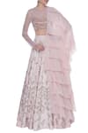 Buy_Mani Bhatia_Pink Dupion Silk Embroidered Cutdana V Blouse And Lehenga Set With Ruffle Dupatta _at_Aza_Fashions