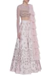 Mani Bhatia_Pink Dupion Silk Embroidered Cutdana V Blouse And Lehenga Set With Ruffle Dupatta _Online_at_Aza_Fashions