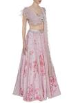 Mani Bhatia_Pink Silk And Net Printed Rose Lehenga & Embroidered Ruffled Blouse With Dupatta _Online_at_Aza_Fashions
