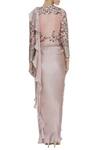 Shop_Mani Bhatia_Pink Satin And Soft Net Embroidered Floral Ruffled Pre Draped Saree With Jacket _at_Aza_Fashions