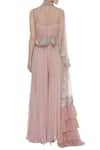 Shop_Mani Bhatia_Pink Jumpsuit Sweetheart Cape High Neck With Asymmetric Embroidered _at_Aza_Fashions